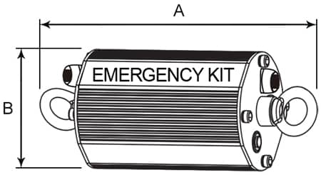 Dimensions of the emergency kit for LED luminaires