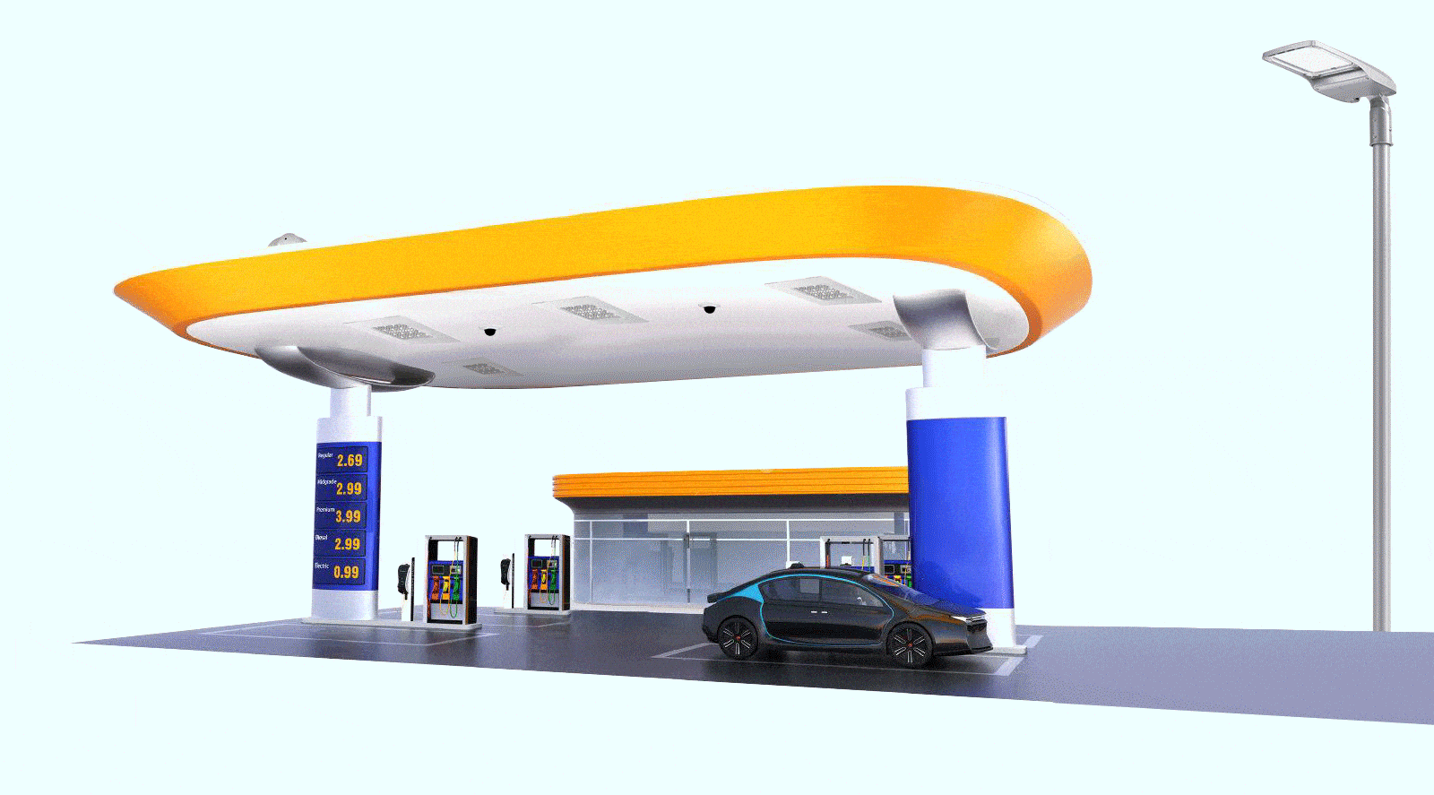 GIF of LED luminaire for gas stations